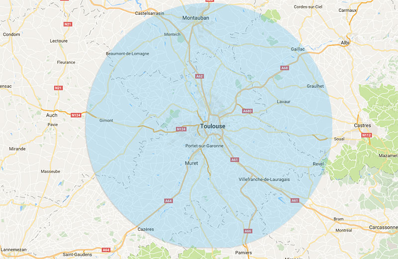 Zone-intervention-EBS-Surelevation in Construction, surélévation, extension et rénovation de maison bois ou briques à Toulouse (31)
